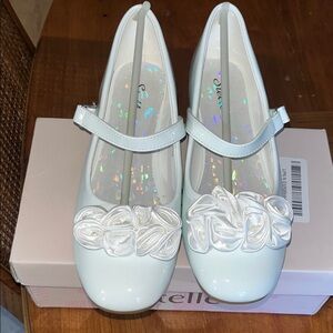 White Kids Shoes with Floral Design